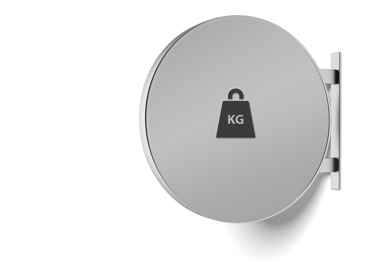 Icon of a KG weight on metal circle. 